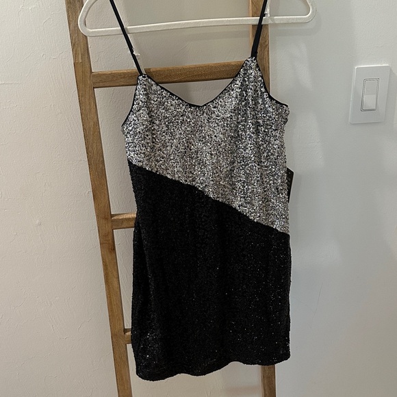 Express Tops - Express Black and Silver Sequin Camisole